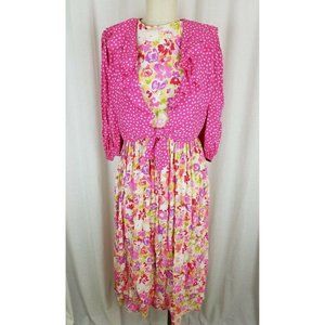 Vintage 70s Jane Schaffhausen Belle France Provençal Print Souleiado Dress 8